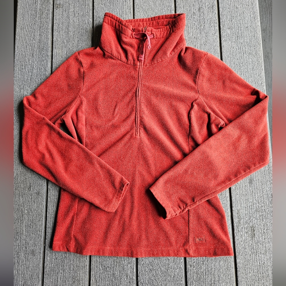 REI Half Zip Turtle Neck Drawstring Fleece Lightweight Sweater Womens Size Small